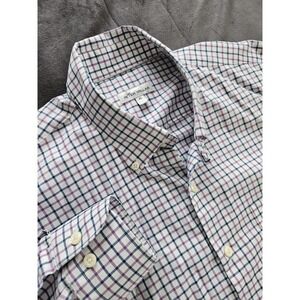 Peter Millar Men's Plaid White Blue Purple Long Sleeve Button-Up Shirt XL